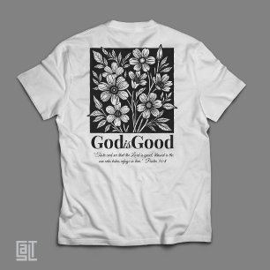 T-shirt En Tri-matière Dieu est bon Floral Écriture Inspirante