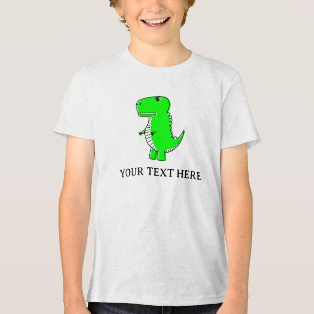 T-shirt En Tri-matière Dinosaure Vert Cute Texte Personnalisé (Recto)