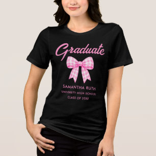 T-shirt En Tri-matière Diplômée au nœud en vichy rose