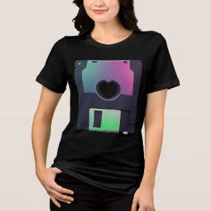 T-shirt En Tri-matière Disque dur holographique en forme de cœur - Rétro