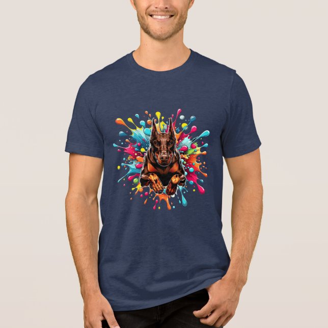 T-shirt En Tri-matière Doberman rouge éclaboussure de couleur (Recto)
