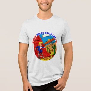 T-SHIRT EN TRI-MATIÈRE DONALD TRUMP - PERSONNE NE CONSTRUIT DES MURS COMM
