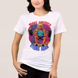 T-SHIRT  EN TRI-MATIÈRE DONALD TRUMP - RENDRE L'AMÉRIQUE FORTE