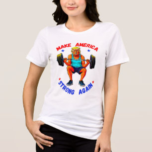 T-SHIRT EN TRI-MATIÈRE DONALD TRUMP - RENDRE L'AMÉRIQUE FORTE