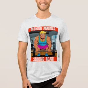 T-SHIRT EN TRI-MATIÈRE DONALD TRUMP - RENDRE L'AMÉRIQUE FORTE