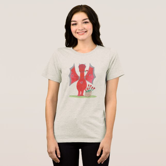 T-shirt En Tri-matière Dragon aux roses rouges (Recto plein)
