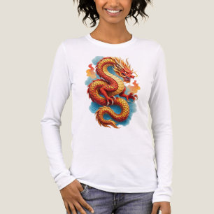 T-shirt En Tri-matière Dragon Rouge Chinois Illustration Fougueuse-67561