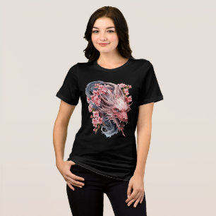 T-shirt En Tri-matière Dragon Sakura rose avec crinière fluide
