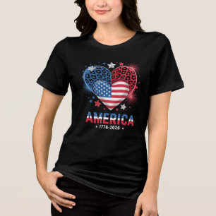 T-shirt En Tri-matière Drapeau cœur léopard 1776 2026 4 juillet