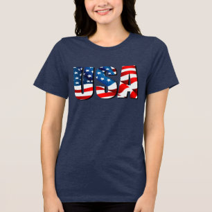 T-shirt En Tri-matière drapeau patriotique américain rouge blanc