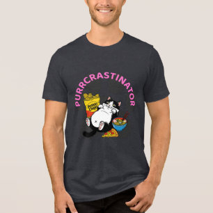 T-shirt En Tri-matière Drôle Amoureux de les chats "Purrcrastinator" mign