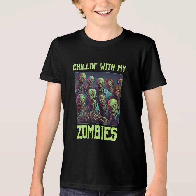 T-shirt En Tri-matière Drôle Chillin Avec Mes Zombies (Recto)