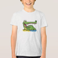 Drôle crocodile de dessin animé avec grand sourire