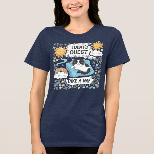 T-shirt En Tri-matière 🐱 Drôle Quest Next Quest Prenez un chat Nap Cute  (Recto)