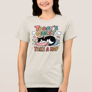 T-shirt En Tri-matière 🐱 Drôle Quest Next Quest Prenez un chat Nap Cute