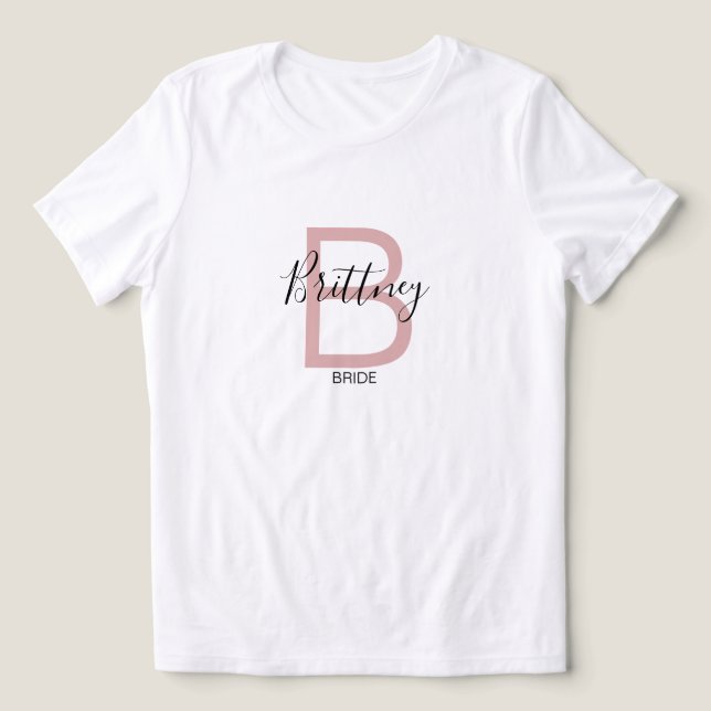 T-shirt En Tri-matière Dusty Pink Bride Monogram (Design Recto)