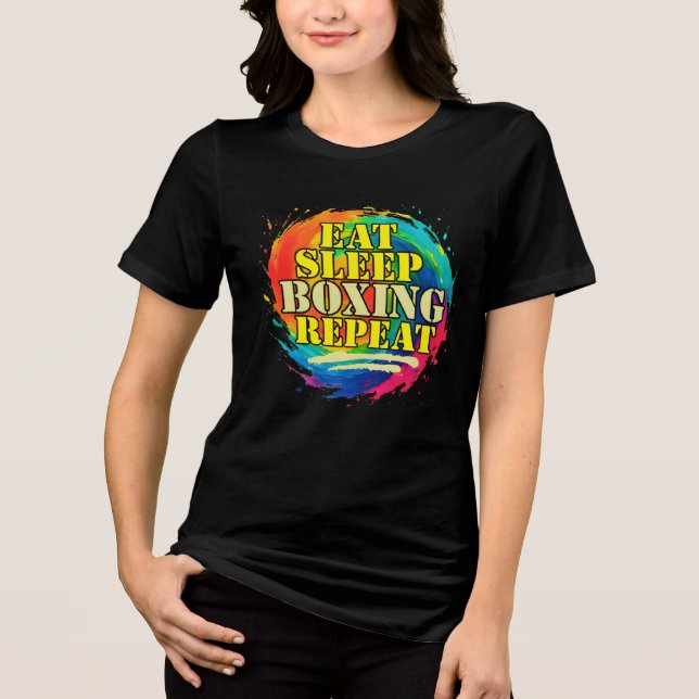 T-shirt En Tri-matière eat sleep boxing repeat (Recto)