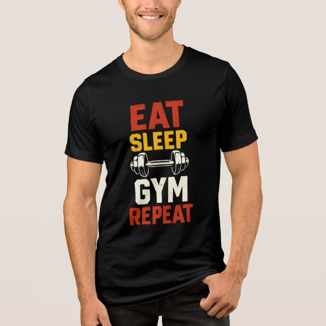 T-shirt En Tri-matière "Eat Sleep Gym Repeat Fitness T-shirt" (Recto)