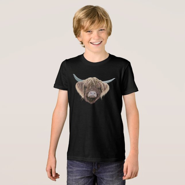 T-shirt En Tri-matière Écossais Highland Cow Wee Charlie Fluffy Ears (Recto plein)