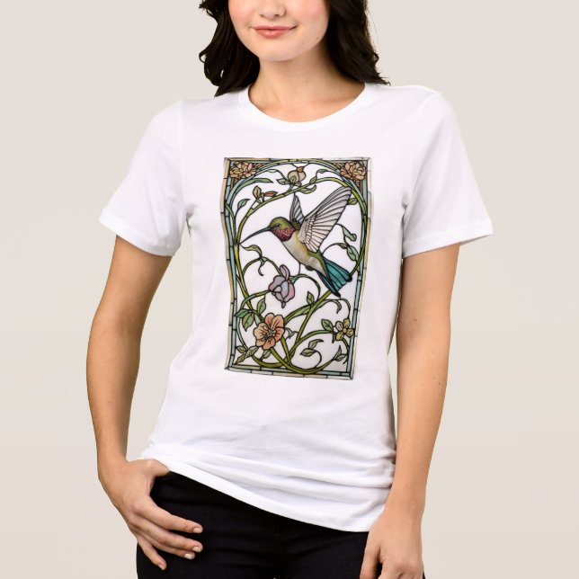 T-shirt En Tri-matière Elegant hummingbird artwork botanical boho chic (Recto)