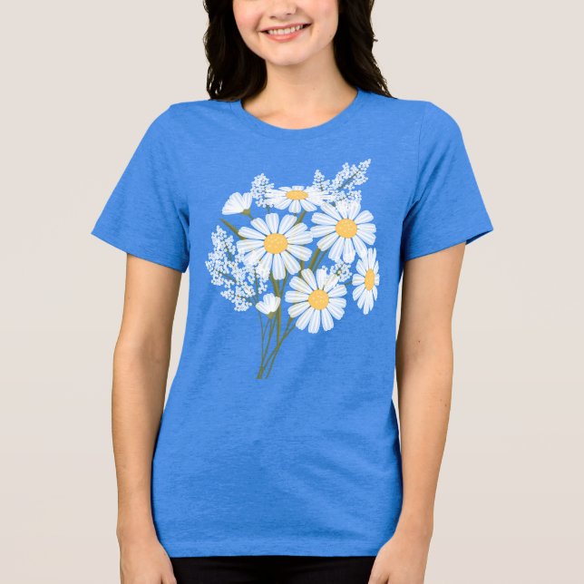 T-shirt En Tri-matière Élégant Mariage de marguerites blanches florales (Recto)