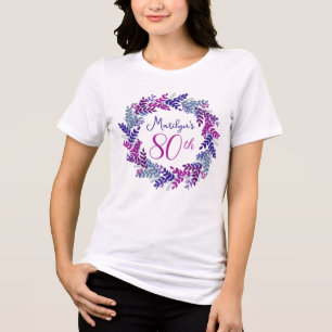 T-shirt En Tri-matière Élégant rose violet couronne Monogramme 80e annive
