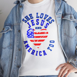 T-shirt En Tri-matière Elle aime aussi Jésus et l'Amérique