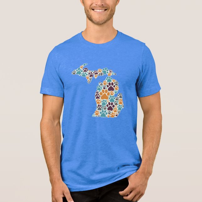 T-shirt En Tri-matière Empreintes de pattes du Michigan Bella+Canvas (Recto)