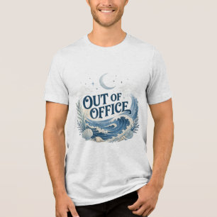 T-shirt En Tri-matière En dehors du Bureau Vagues Océaniques Côtières Vin