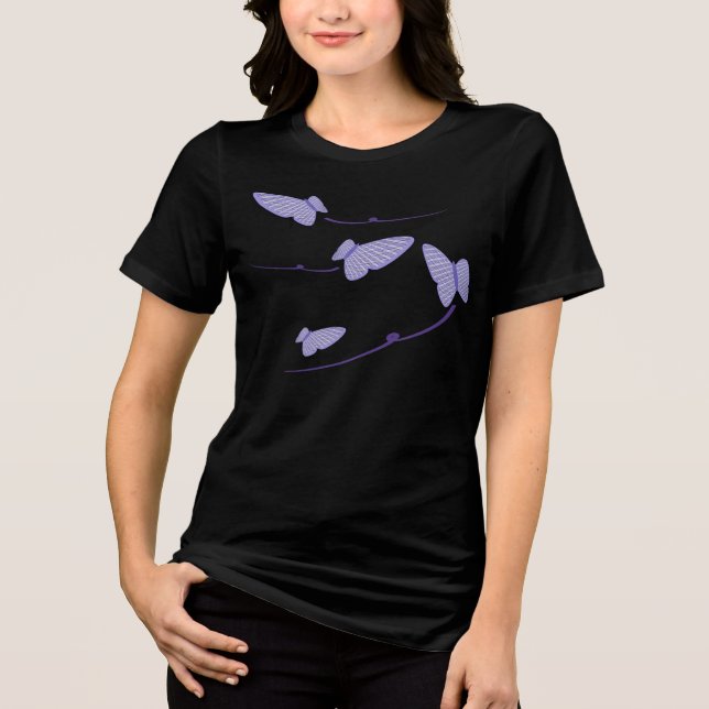 T-shirt En Tri-matière en vichy papillons (Recto)