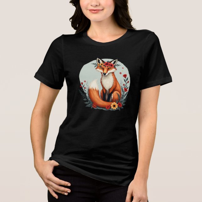 T-shirt En Tri-matière Enchanter Floral Fox Woodland Folk Art (Recto)