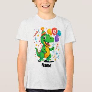 T-shirt En Tri-matière Enfants Dino Anniversaire Personnalisés
