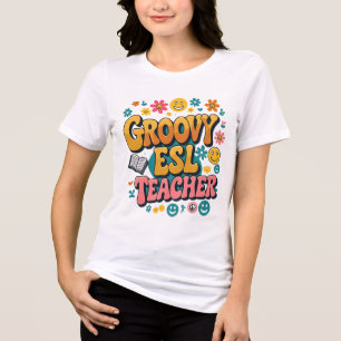 T-shirt En Tri-matière Enseignant super de l'ESL - Rétro Multicultural Bi