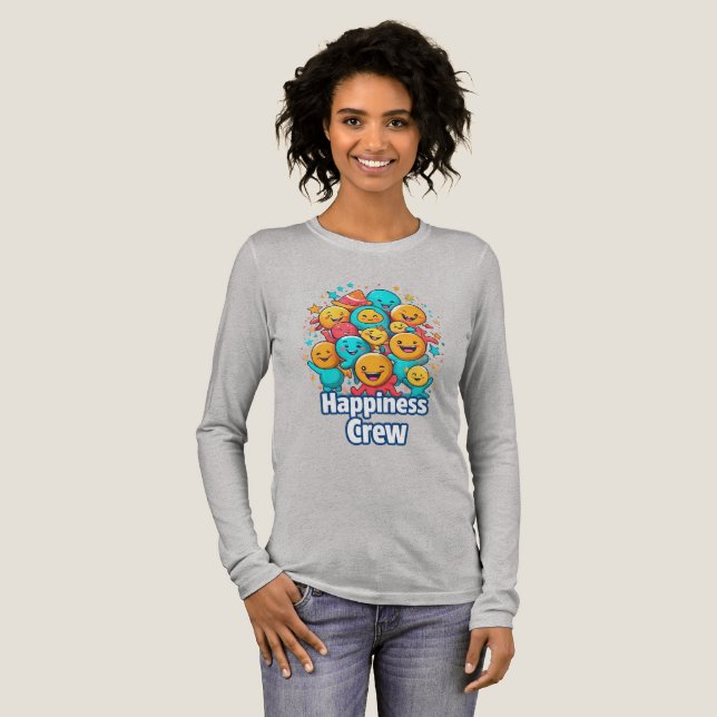 T-shirt En Tri-matière Équipage de bonheur - mignon & joyeux long manche  (Recto complet)