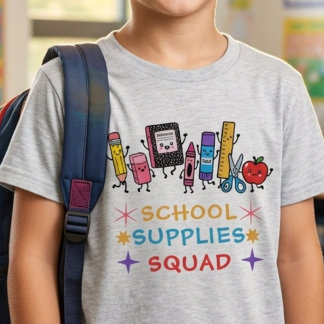 T-shirt En Tri-matière Équipe de Fournitures Scolaires Mignonnes Écolier