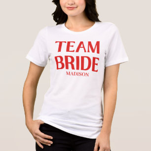 T-shirt En Tri-matière Équipe Mariée Bachelorette Rouge Rose
