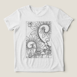 T-shirt En Tri-matière escargot et une petite abeille aux fleurs