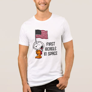 T-shirt En Tri-matière ESPACE Snoopy avec astronaute du drapeau