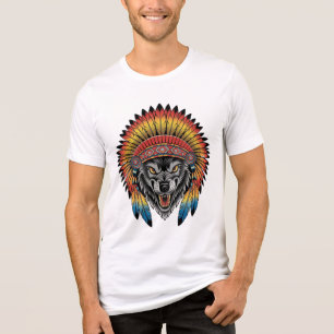 T-shirt En Tri-matière Esprit de Guerrier – Coiffe de Loup Autochtone