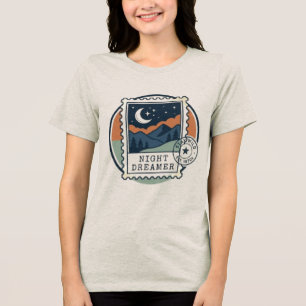 T-shirt En Tri-matière Esthétique de timbre postal vintage lune et montag