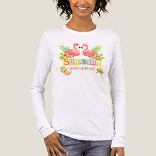T-shirt En Tri-matière État d'esprit Sunshine Flamant Fleurs Tropicales