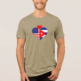 T-shirt En Tri-matière États-Unis Cuba Cœur drapeaux Espagnol Patrimoine