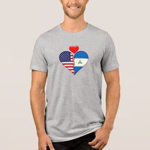 T-shirt En Tri-matière États-Unis Nicaragua Cœur drapeaux Patrimoine hisp