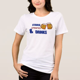 T-shirt En Tri-matière Étoiles Bandes & Boissons Drôle Patriotique 4 juil