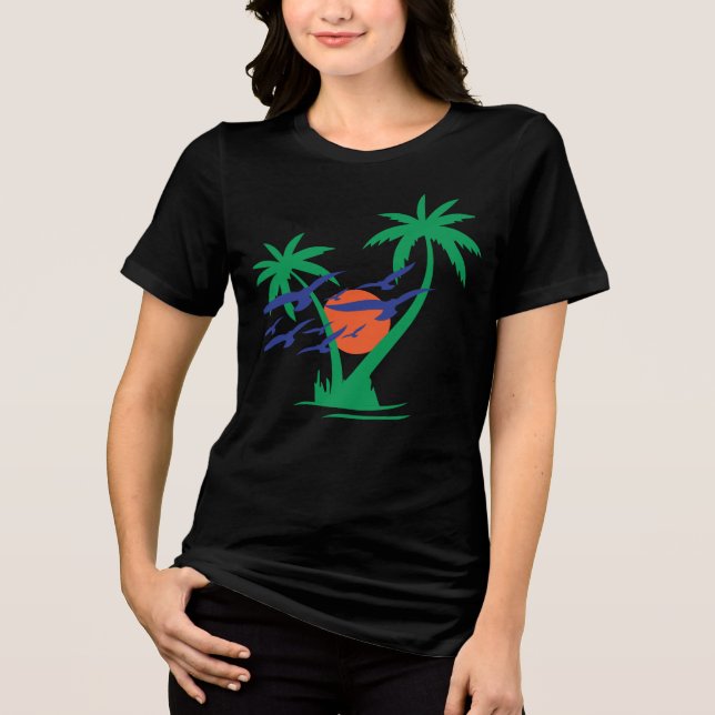T-shirt En Tri-matière Évasion tropicale : Coucher de soleil en vol (Recto)