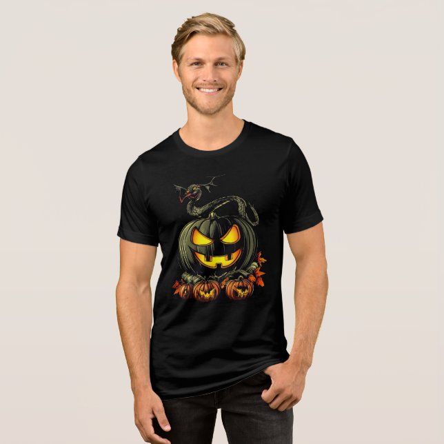 T-shirt En Tri-matière Evil Pumkin with Snake Halloween Artwork (Recto plein)