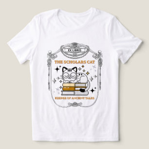 T-shirt En Tri-matière Ex Libris Chat Scolaire Dark Academia Vintage Étiq