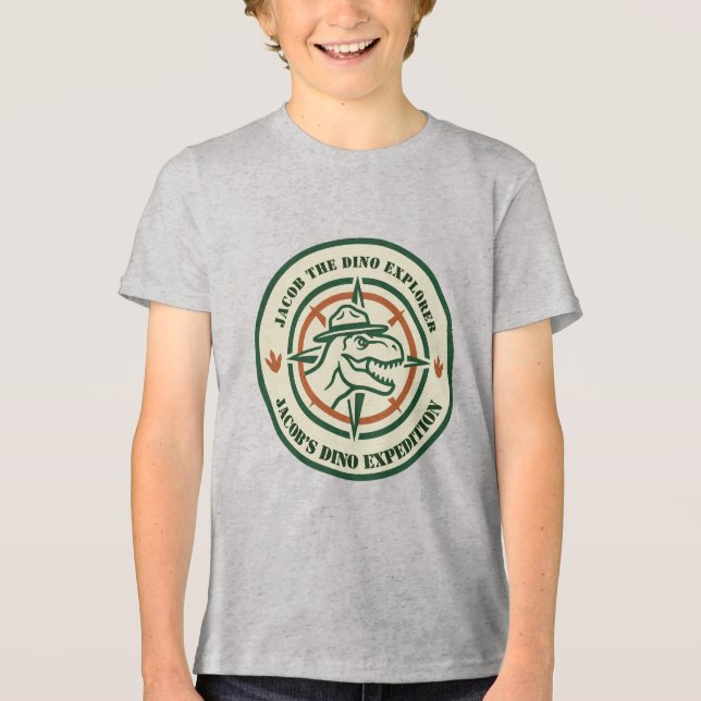 T-shirt En Tri-matière Explorateur de dinosaures Dino (Recto)