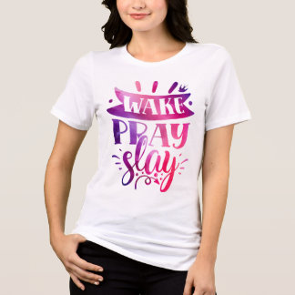 T-shirt En Tri-matière Exprimez-vous - Réveillez-vous Priez Tuez - Rose
