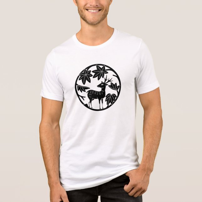 T-shirt En Tri-matière Famille japonaise Crest-érable japonais et cerf (Recto)
